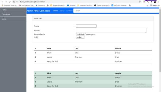 output data table scroll dashboard admin bootstrap